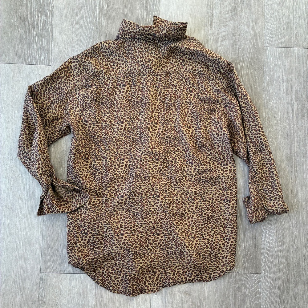 Filament Vintage silk leopard print button up blouse 100% silk size small - Picture 5 of 5